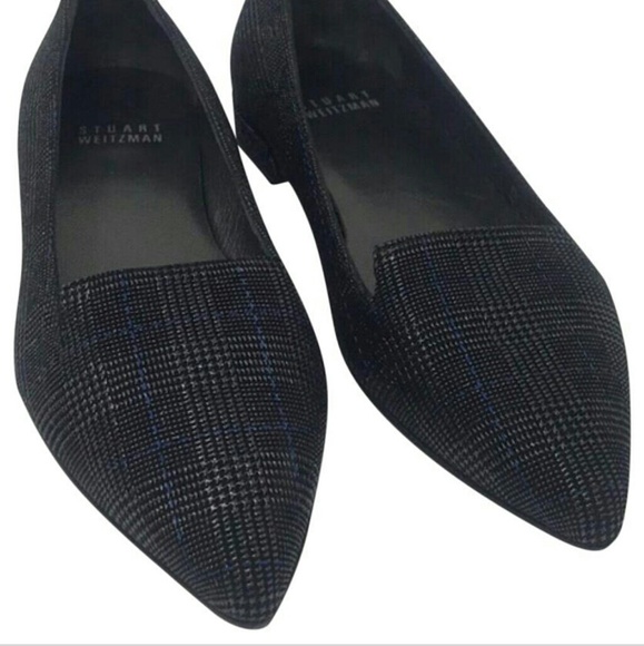 Stuart Weitzman Plaid Textured Pointed Toe Flats - Picture 9 of 9